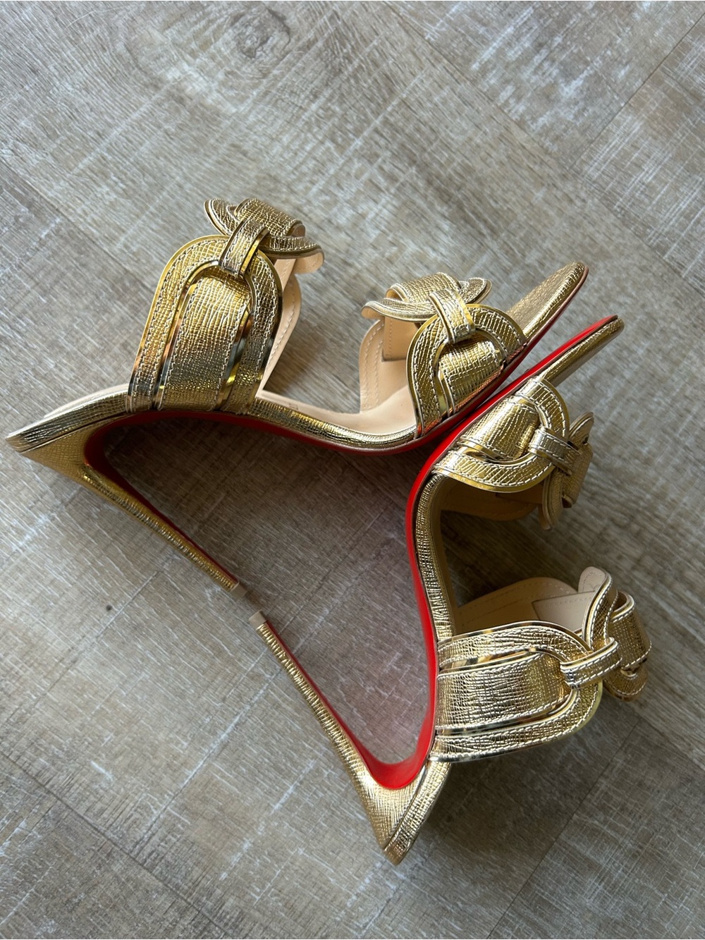 Rare Christian Louboutin Balistra 100 Lamé Specchio Gold Slides 37.5 Unworn - Picture 12 of 16
